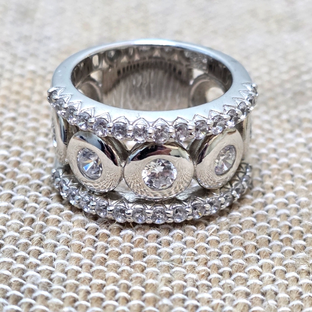 JOSE HESS | Bubbles Sterling Silver CZ Ring, Sz. 7